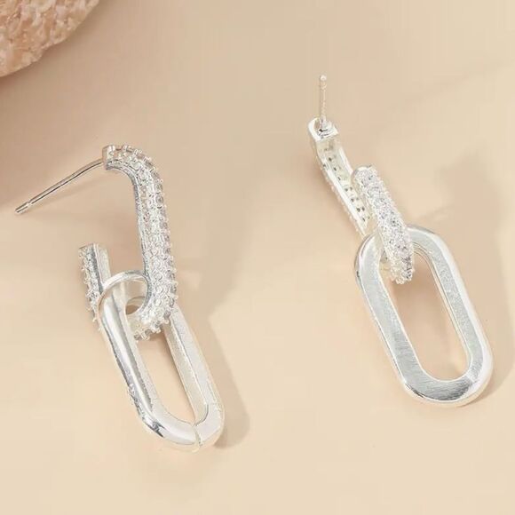 Naked Hanger Zircon Decor, 18K Gold Plated Silver Earrings - Picture 3 of 5